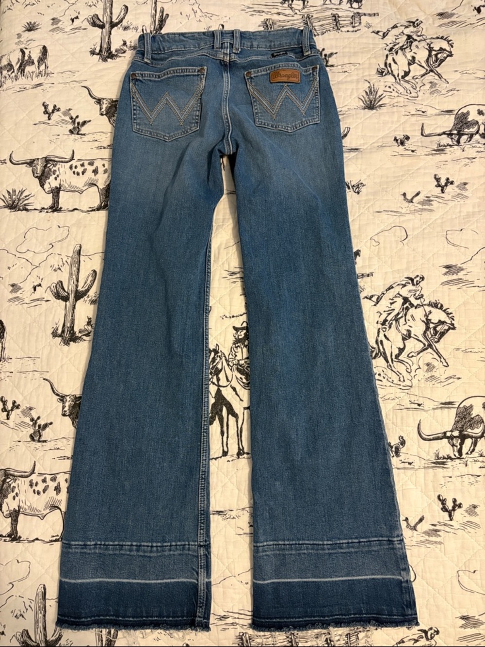 Wrangler Blue Bootcut Jeans with Back Pocket Stitching